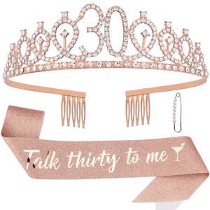 lot 18511 image: Semato 30th Birthday Sash & Tiara Kit Rose Gold
