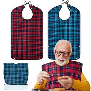 lot 18522 image: XKDOUS Adult Bib for Men Clothing Protector with Crumb Catcher 2 Pack