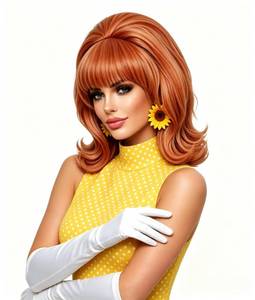 lot 18526 image: Rugelyss Short Fox Red Wig with Bangs Retro Bouffant Beehive Style