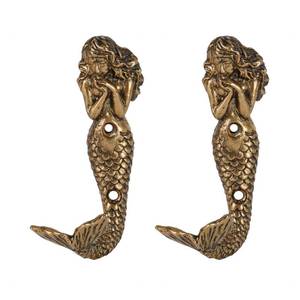 lot 18532 image: Soffee Design Mermaid Metal Wall Coat Hooks 2 Pack