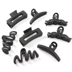 lot 18535 image: AuroTrends Large Hair Claw Clips Matte Non-Slip 8 Pcs Black
