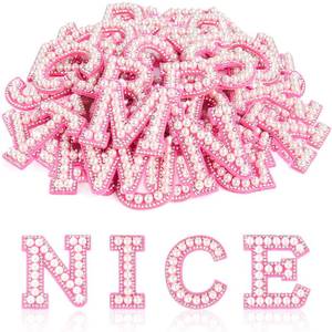 lot 18538 image: ASTARON Self Adhesive Pearl Rhinestone Letter Patches A-Z 26 Pcs
