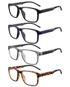 lot 18569 image: JM Mens Reading Glasses Blue Light Blocking Rectangular 3.25 4 Pack