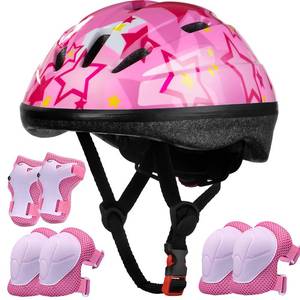 lot 18604 image: Lamsion Kids Bike Helmet with Knee Elbow Wrist Pads Ages 3-8