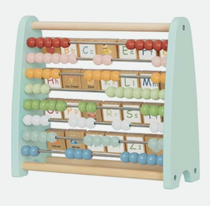 lot 7985 image: Miss OT Wooden Abacus Counting Toy with Alphabet Blocks, 80 Beads