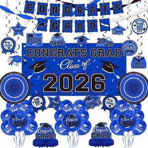 lot 824 image: Gatherfun Graduation Decorations Set Class of 2026 Blue Congrats Grad Balloons