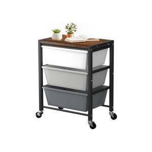 lot 1480 image: Time Forest Rolling Utility Cart with 3 Drawers and Lockable Wheels, Dark Grey