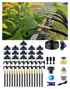 lot 1512 image: ZYCZGXL Drip Irrigation Sprinkler Kit 50 Ft 12mm Hose 16 Nozzle 360-Degree