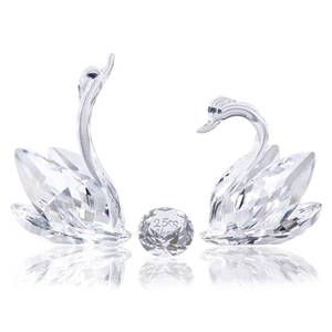 lot 1535 image: YWHL K9 Crystal Swan Pair 25th Anniversary Decorative Figurine