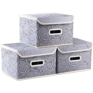 lot 1558 image: PRANDOM Collapsible Fabric Storage Boxes with Lids 9.8x7.9x6.7 Inch 3 Pack