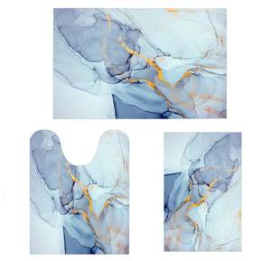 lot 2254 image: EMMTEEY Non Slip Bath Rug Set 3 Piece Blue Marble