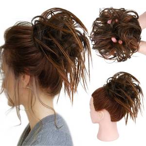 lot 2300 image: HMD Messy Bun Hair Piece Synthetic Hair Extension Tousled Updo