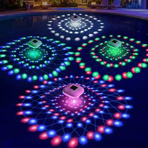 lot 2303 image: Askyli Solar Floating Pool Lights, 4 Pack, Color Changing, IP68 Waterproof