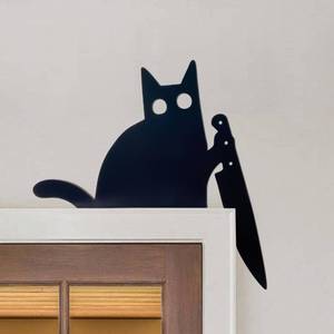 lot 2310 image: AWISBI Black Cat Door Topper Halloween Decor 10.24x9.84 Inch