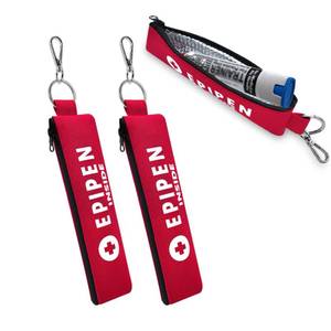 lot 2341 image: ICIMBI 2-Pack Insulated Red EpiPen Carry Case with Carabiner for 1 EpiPen