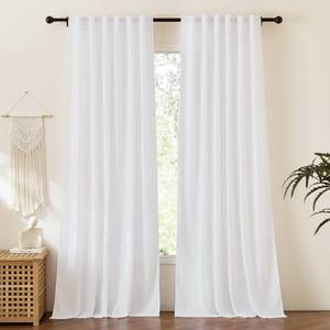 lot 2346 image: RYB HOME Linen Semi Sheer Curtains 84 Inches Long