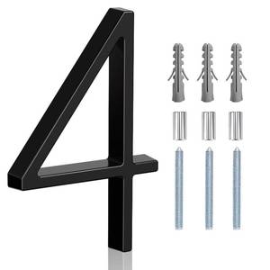 lot 2378 image: Merear 5-Inch Floating Stainless Steel Address House Number 4 Black