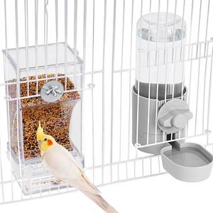 lot 2384 image: Lemtrflo No Mess Bird Feeder and Water Dispenser Set for Cage, 17.6 oz