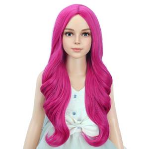 lot 2393 image: PATTNIUM Hot Pink Long Wavy Curly Wig for Kids