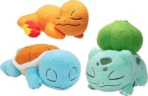 lot 2411 image: Jazwares Pokemon Sleeping Starter Plush 3-Pack Squirtle Charmander Bulbasaur