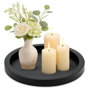 lot 2418 image: Ayiaren Black Round Wood Decorative Tray 11 Inch