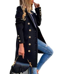 lot 2419 image: IDEALSANXUN Womens Long Wool Blend Trench Coat Black Size S