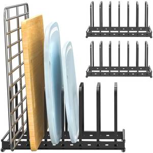 lot 2424 image: TEAMOLA Adjustable Metal Cookware Organizer Rack 2-Pack