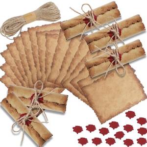 lot 2428 image: Vintage Scroll Invitation with Foil Stickers, 100 Sheets 4x6 Inch