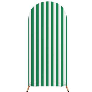 lot 2434 image: RimCereal Striped Spandex Arch Backdrop Cover 7.2 Ft Green and White