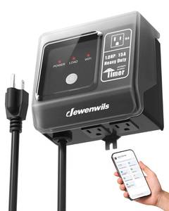 lot 7855 image: DEWENWILS WiFi Outdoor Pool Pump Timer 15A 125V 1HP Dual Outlet