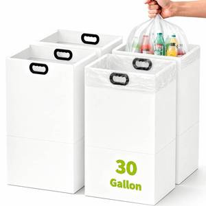lot 7861 image: XiaBots Disposable Trash Can 30 Gallon Collapsible Cardboard 4 Pack White