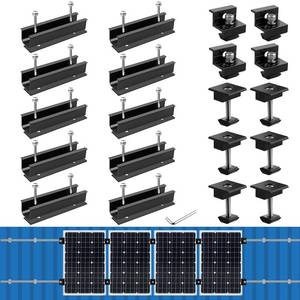 lot 7864 image: Anbte Solar Panel Mounting Brackets Aluminum Rail Kit Black