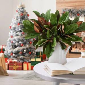 lot 7867 image: 4 Pcs Artificial Magnolia Leaves Branches 22 Inch Faux Magnolia Stems