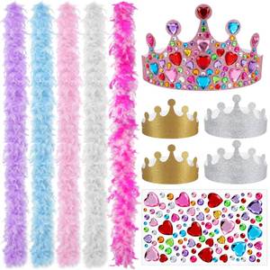 lot 7873 image: Tigeen Feather Boa Party Accessories Set 11 Pcs 6.8 Ft Crown Sticker