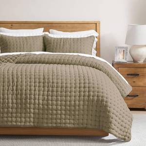 lot 7877 image: WDCOZY Microfiber Quilt Set Queen Size Taupe 3 Pieces 90x90 Inch