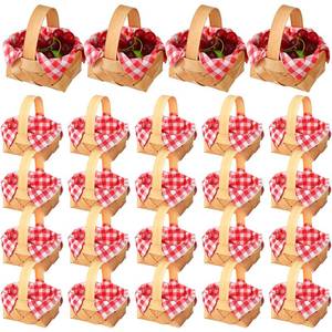 lot 7880 image: Geelin Mini Wood Picnic Baskets 24 Pcs with Gingham Napkins Medium
