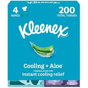lot 7886 image: Kleenex Cooling Aloe Facial Tissue 4-Pack 50 Ct 94693332