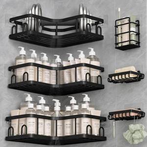 lot 7903 image: Veken Corner Shower Caddy 6-Pack Rust-Resistant