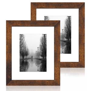 lot 7909 image: iRahmen Picture Frame Set of 2 8x10 Wood with HD Glass, Fits 5x7 with Mat