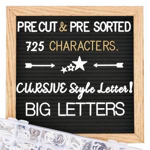lot 7912 image: Obliviscar Felt Letter Board 725 Pre-Cut Letters 10x10 Inch Wood Stand