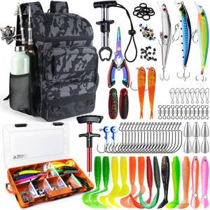 lot 7913 image: YOLIBON Fishing Backpack Tackle Bag 45L Waterproof Camouflage Black