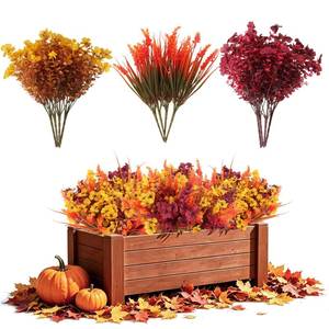 lot 7915 image: RECUTMS Artificial Fall Flowers 14 Inch Outdoor Faux Plants Set of 12