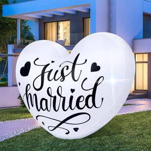 lot 7920 image: Vertintong Just Married Heart Inflatable Yard Sign 3.9 Ft LED Wedding Decor