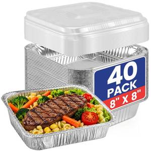 lot 7926 image: TiddieBair Aluminum Foil Pans with Lids 8x8 Square 40 Pack