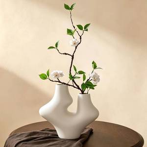 lot 7932 image: Hoolicute Artificial Greenery with Vase 22 Inch Faux Plant White
