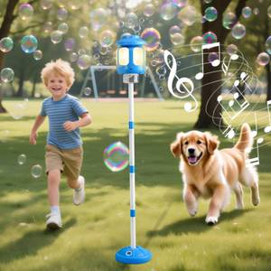 lot 7933 image: SANGQAOFU Bubble Machine for Kids 43.5 Inch Standing Blower With Lights & Music