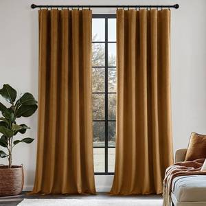 lot 7946 image: MIULEE Golden Brown Velvet Blackout Curtains 40 x 84 Inch 2 Panels