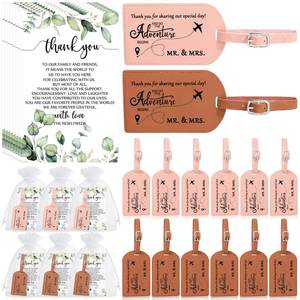 lot 7959 image: Dandat Wedding Luggage Tags Favors 50 Pcs Pink Brown with Thank You Cards