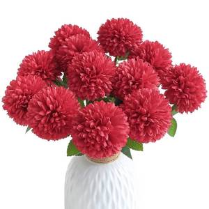 lot 7975 image: Floroom Artificial Chrysanthemum Flowers Dark Red Faux Silk 12 Pcs