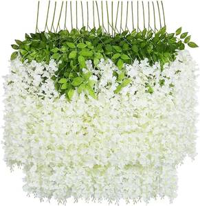 lot 7996 image: UArtlines Artificial Wisteria Vine Silk Flower Garland 36 Pack 139 Feet White